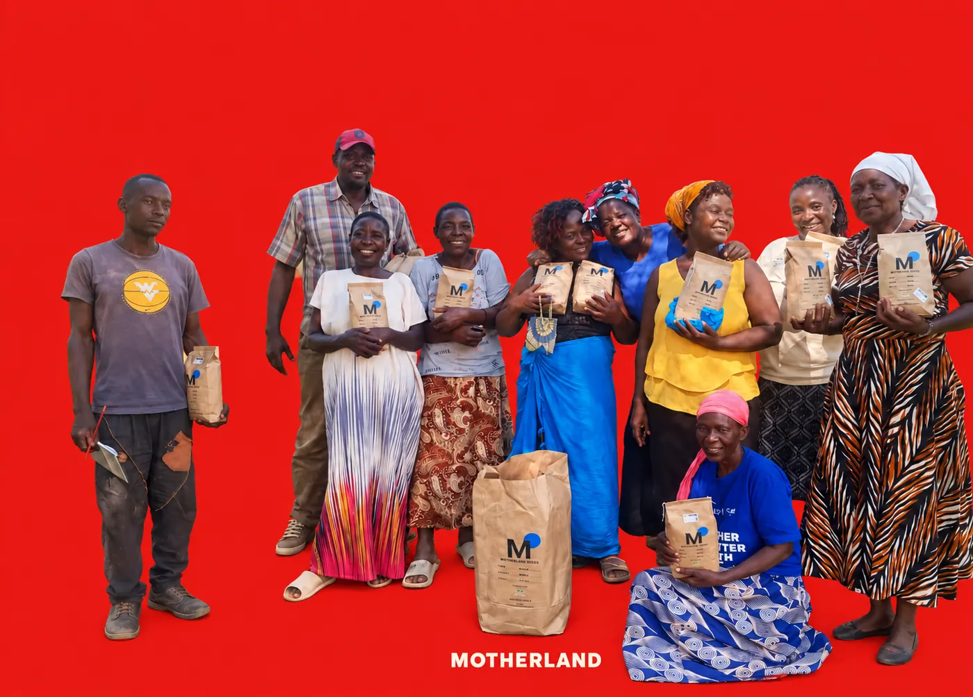 Farmers holding MOTHERLAND seed